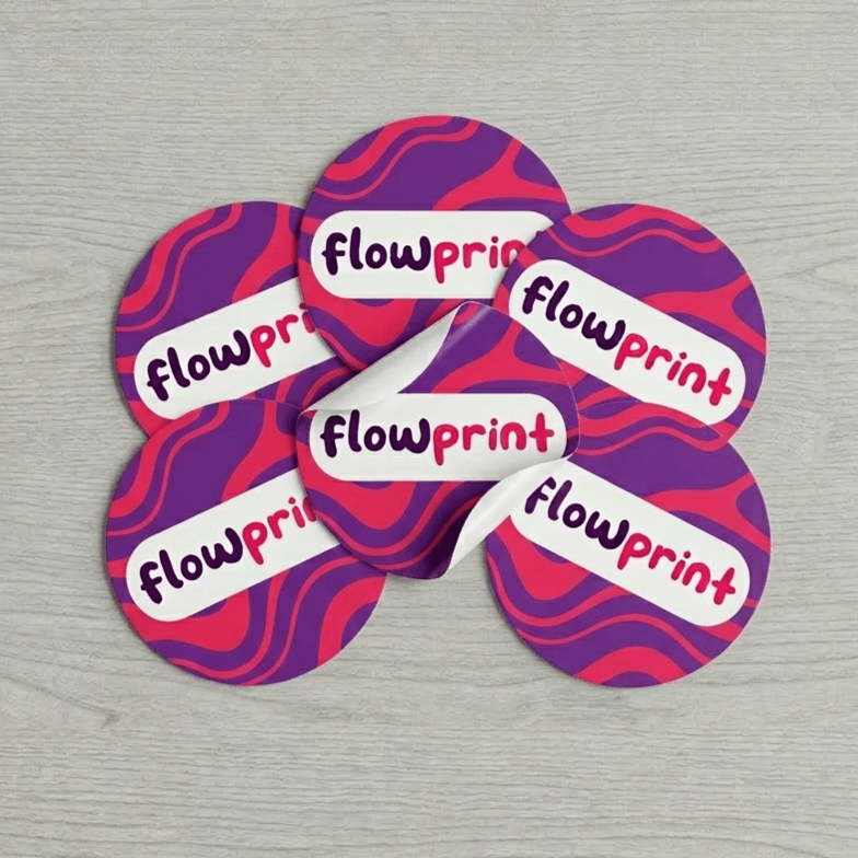 Adhesivos redondos con estampado visual 