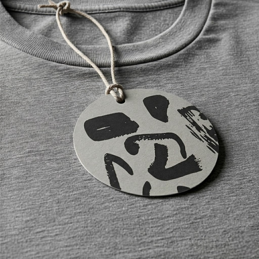 Etiqueta de ropa redonda 