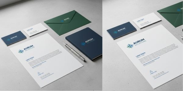 Straight metallic shapes with a blue gradient